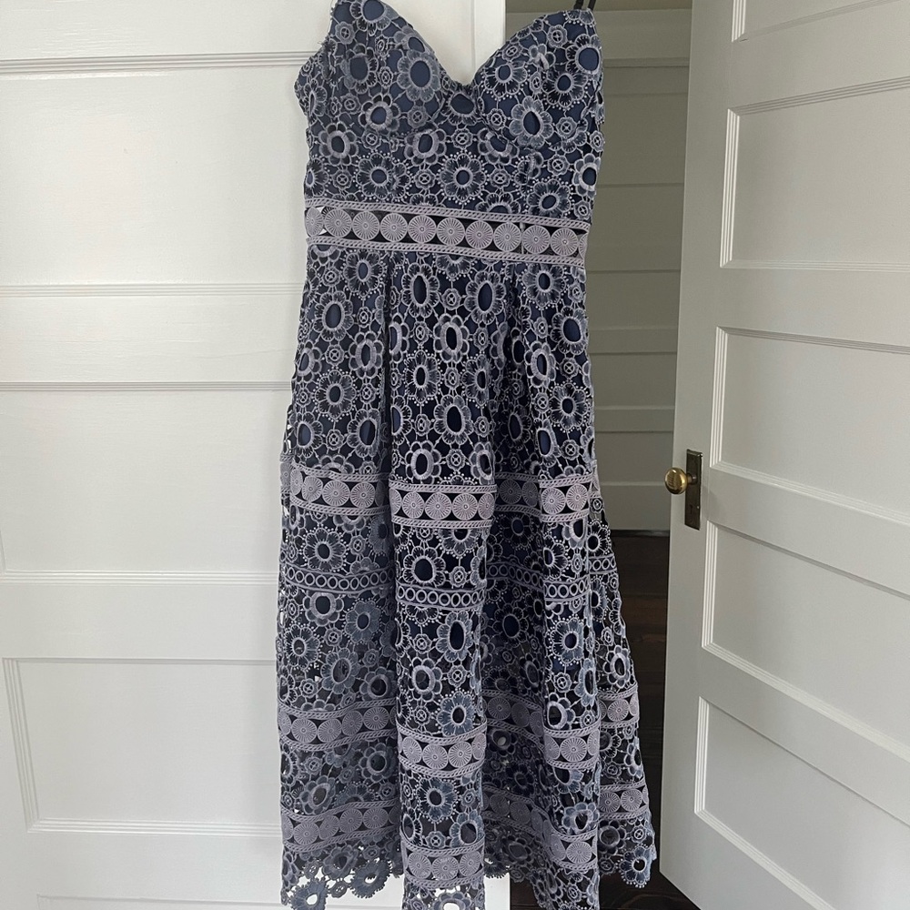 Self Portrait Floral Embroidery Cut Out Midi Dress size 4